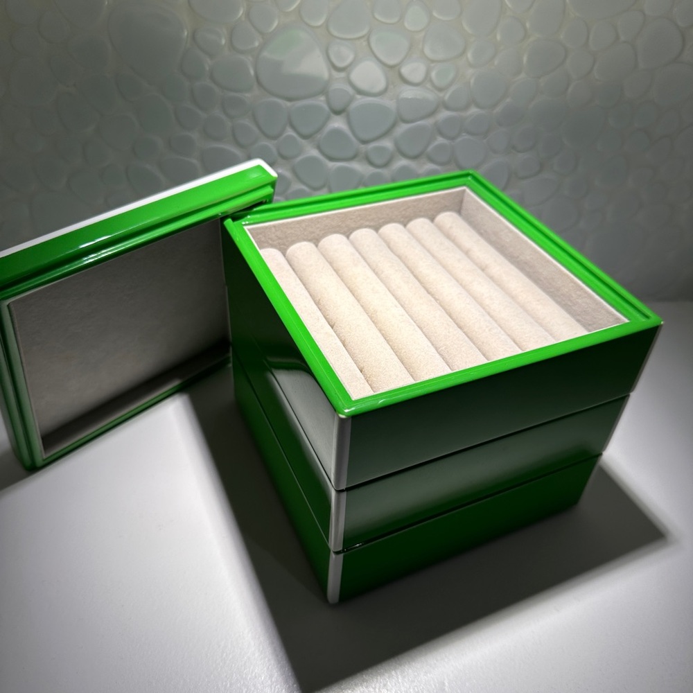 Green Jewelry Box with Velvet Interior